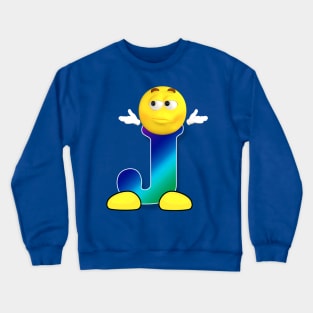 Letter J Alphabet Smiley Monogram Face Emoji Shirt for Men Women Kids Crewneck Sweatshirt